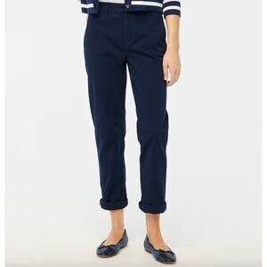 J.Crew Petite High Rise Girlfriend Chino Pant Navy Classic Preppy US 10 P NWT